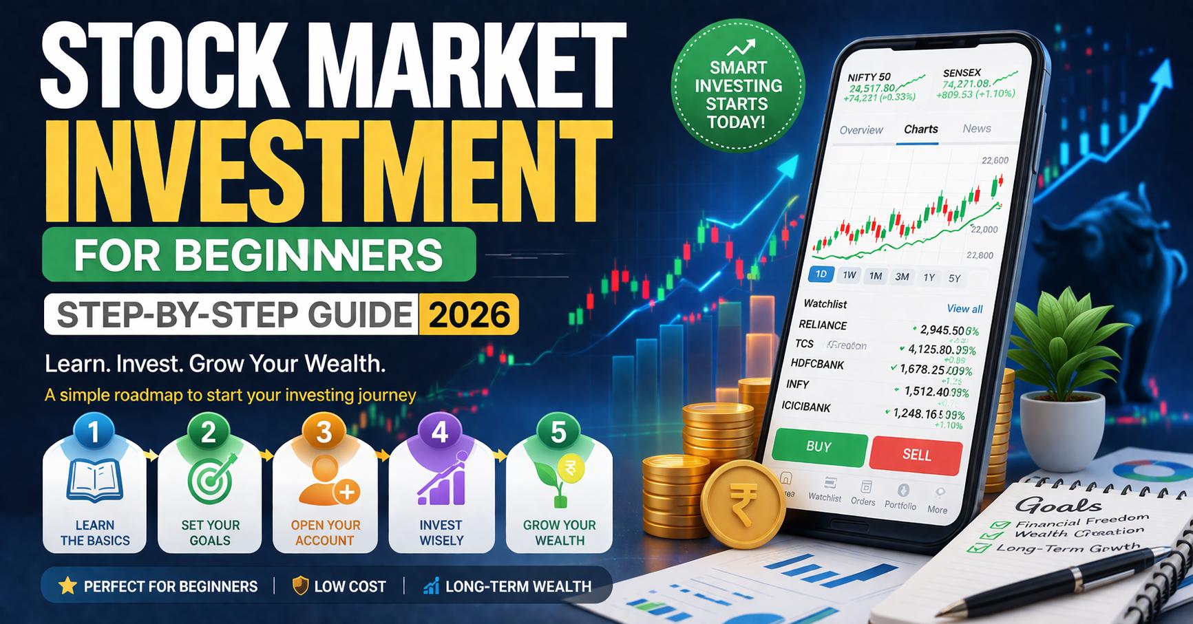 Stock Market Investment for Beginners: Step-by-Step Guide (2026)